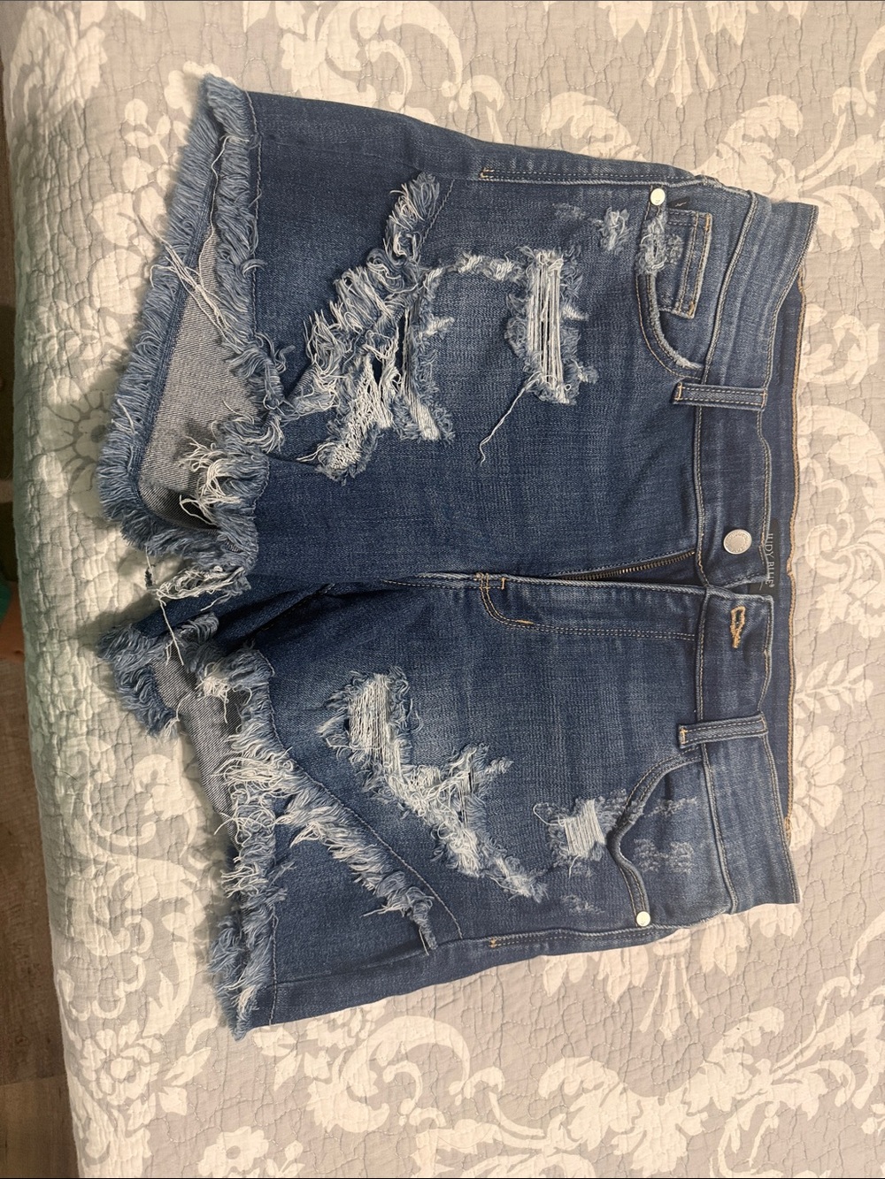 Judy Blue Distressed Dark Blue Denim Jean Shorts